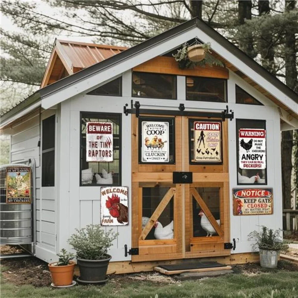 Chicken Signs for Coop Funny Outdoor Farm Decor Chicken Coop Signs Welcome to